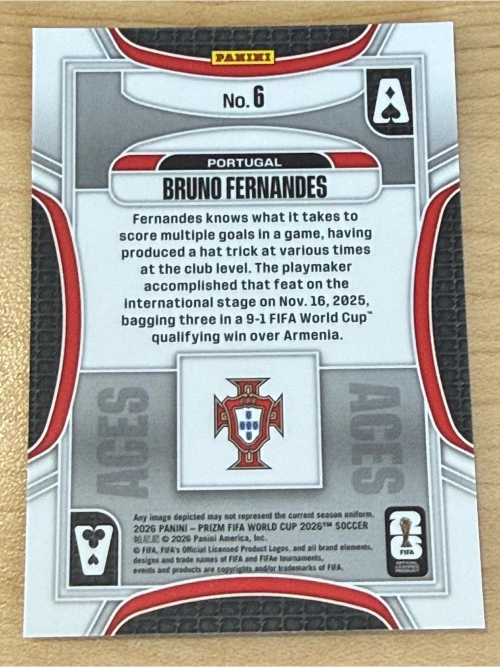 BRUNO FERNANDES ACES SILVER PRIZM - PORTUGAL -  2026 PRIZM WORLD CUP